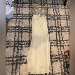 Long cream and silver dress